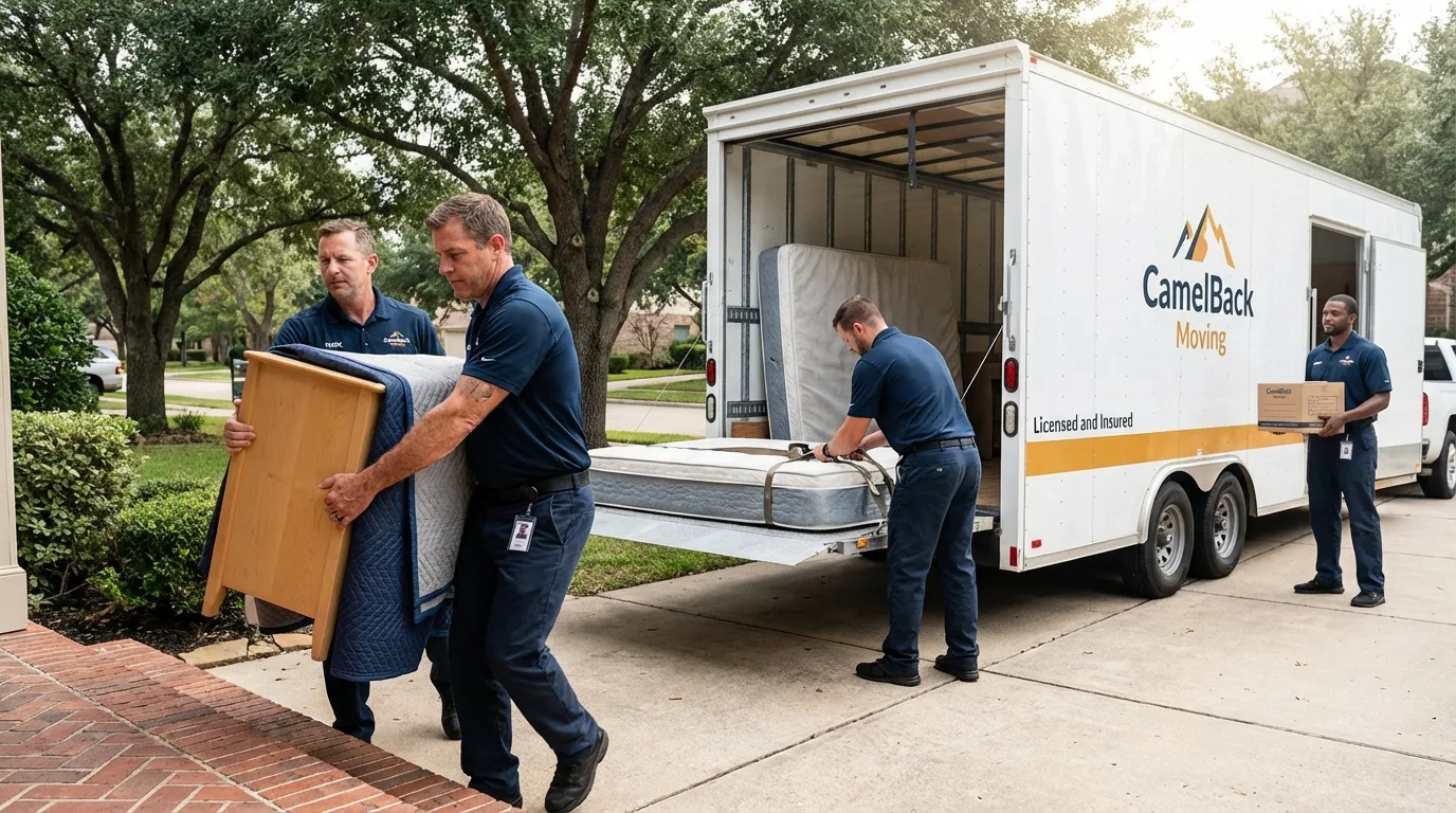 Crew loading residential truck for cross-state move from Holts Summit, MO