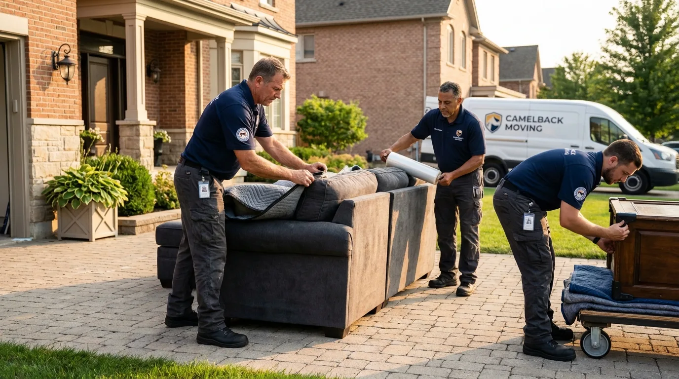 Large estate moving crew wrapping furniture in Holts Summit, MO